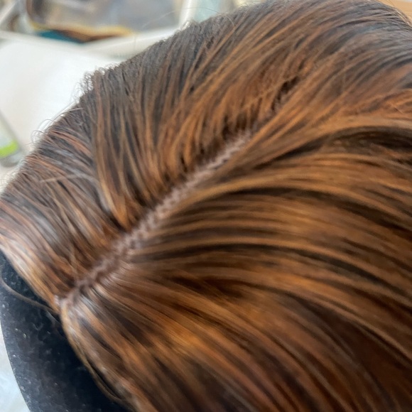Beautiful long Brown Wig/topper with Auburn Highlights NEW, Heat safe Synthetic main image 6